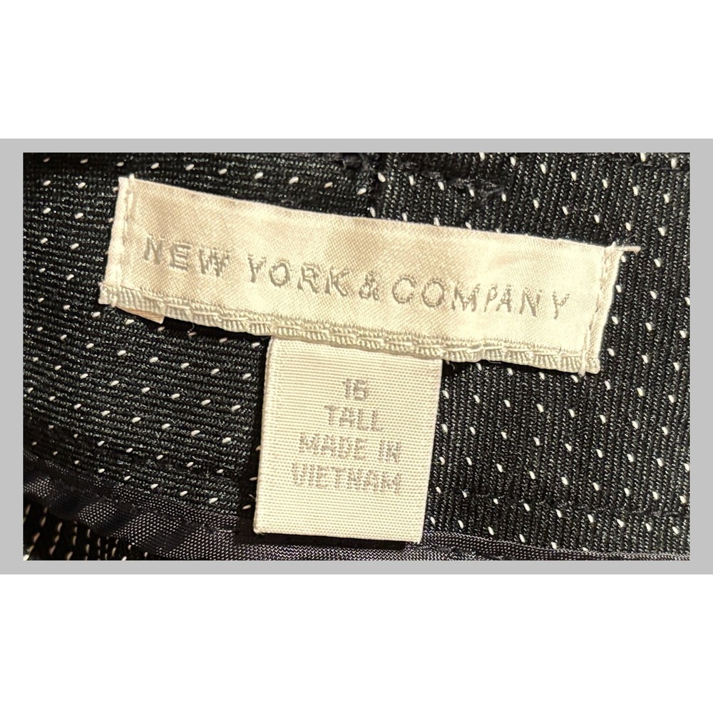 New York & Company Womens 16 Tall Polka Dot Dress Pants Black White Straight Leg